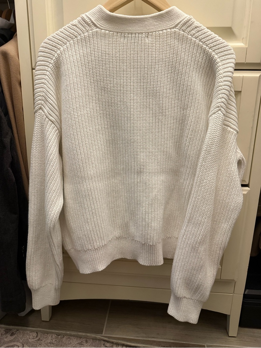 100% Organic Cotton Fisherman Boxy Cropped Cardigan Size Small (Ivory) - Picture 3 of 5